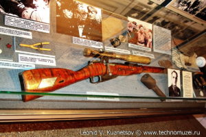 Стенд самой успешной женщины-снайпера в мировой истории Л.М.Павличенко Музей Вооруженных Сил в Москве