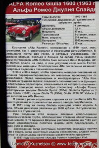 Спайдер Alfa Romeo Giulia 1600 в музее Московский транспорт