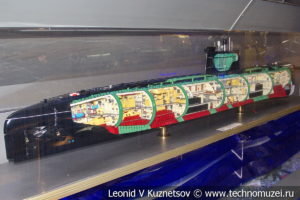 Макет подводной лодки Б-396 Новосибирский комсомолец в Музее Военно-морского флота в Москве