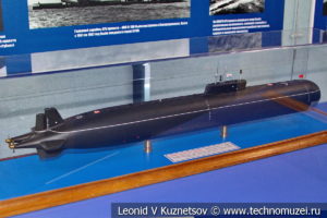 Атомная подводная лодка второго поколения проекта 661 Анчар (модель) в Музее Военно-морского флота в Москве