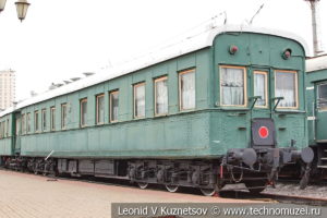Шестиосный пассажирский вагон-салон Владикавказского типа №70032 в Железнодорожном музее на Рижском вокзале