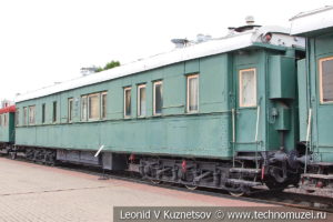 Шестиосный пассажирский вагон-салон Владикавказского типа №70015 в Железнодорожном музее на Рижском вокзале